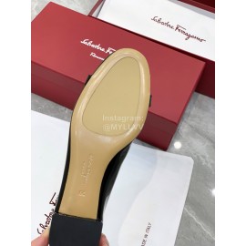 Ferragamo New Gancini Buckle Patent Leather High Heels For Women Black
