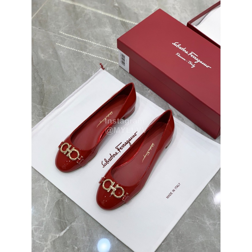 Ferragamo New Gancini Buckle Patent Leather High Heels For Women Red