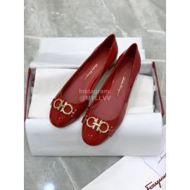 Ferragamo New Gancini Buckle Patent Leather High Heels For Women Red