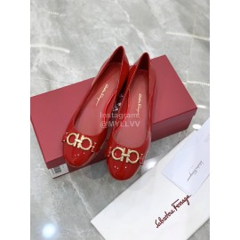 Ferragamo New Gancini Buckle Patent Leather High Heels For Women Red