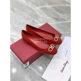 Ferragamo New Gancini Buckle Patent Leather High Heels For Women Red