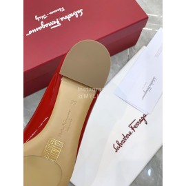 Ferragamo New Gancini Buckle Patent Leather High Heels For Women Red