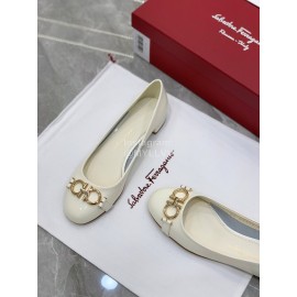 Ferragamo New Gancini Buckle Patent Leather High Heels For Women White