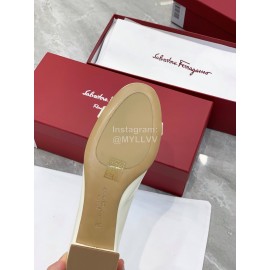 Ferragamo New Gancini Buckle Patent Leather High Heels For Women White