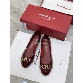 Ferragamo New Gancini Buckle Patent Leather High Heels For Women Wine Red