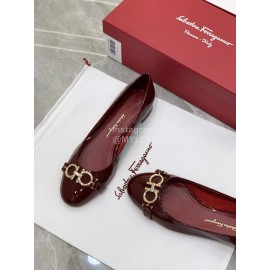 Ferragamo New Gancini Buckle Patent Leather High Heels For Women Wine Red