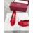 Ferragamo Viva Bow Silk Satin Thick High Heeled Ballet Shoes For Women Red