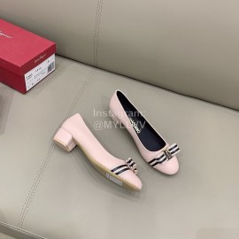 Ferragamo New Bow Sheepskin High Heels For Women Pink