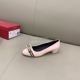 Ferragamo New Bow Sheepskin High Heels For Women Pink