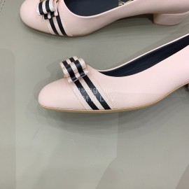 Ferragamo New Bow Sheepskin High Heels For Women Pink