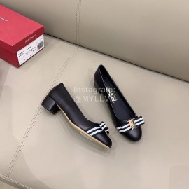 Ferragamo New Bow Sheepskin High Heels For Women Black