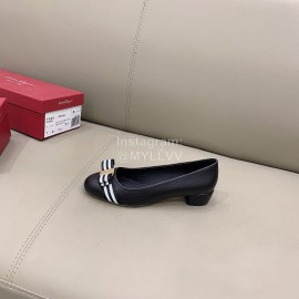 Ferragamo New Bow Sheepskin High Heels For Women Black