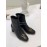 Ferragamo Gancini Buckle Cowhide Thick High Heeled Boots For Women Black