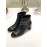 Ferragamo Cowhide Thick High Heeled Short Boots For Women Black