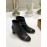 Ferragamo Cowhide Thick High Heeled Short Boots For Women Black