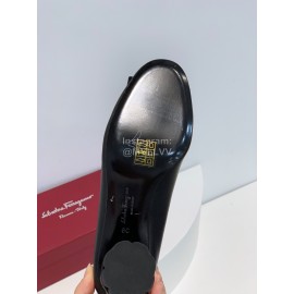 Ferragamo Viva Fashion Bow Thick High Heels For Women Black