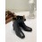 Ferragamo Gancini Buckle Black Cowhide Thick High Heeled Short Boots For Women 