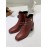 Ferragamo Gancini Buckle Cowhide Thick High Heeled Short Boots For Women Wine Red