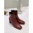 Ferragamo Gancini Buckle Cowhide Thick High Heeled Short Boots For Women Wine Red