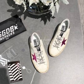 Golden Goose Calf Leather Casual Shoes For Men And Women Rose Red