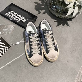 Golden Goose Calf Leather Casual Shoes For Men And Women Blue