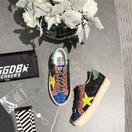 Golden Goose Calf Leather Casual Shoes For Men And Women Blue