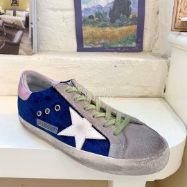 Golden Goose Calf Leather Blue Casual Shoes For Men And Women