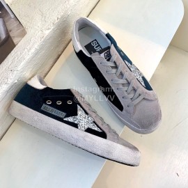 Golden Goose Calf Leather Blue Casual Shoes For Men And Women