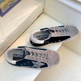 Golden Goose Calf Leather Blue Casual Shoes For Men And Women