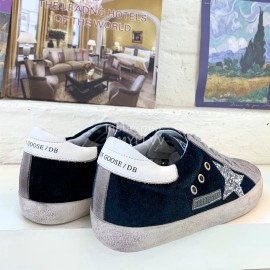 Golden Goose Calf Leather Blue Casual Shoes For Men And Women