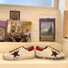 Golden Goose Calf Leather Casual Shoes For Men And Women Red