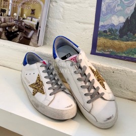 Golden Goose Calf Leather Casual Shoes For Men And Women Gold