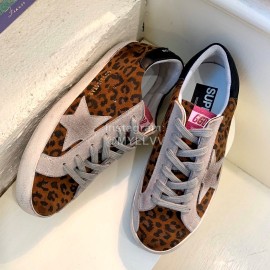 Golden Goose Calf Leather Casual Shoes For Men And Women Brown