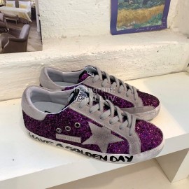 Golden Goose Calf Leather Casual Shoes For Men And Women Purple