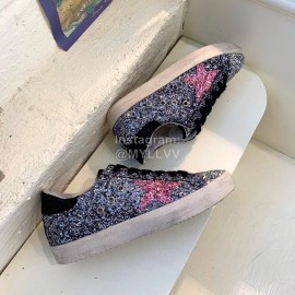 Golden Goose Calf Leather Casual Shoes For Men And Women Purple