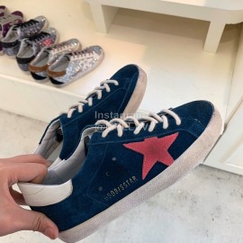 Golden Goose Calf Leather Casual Shoes For Men And Women Dark Blue