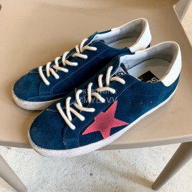 Golden Goose Calf Leather Casual Shoes For Men And Women Dark Blue