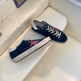Golden Goose Calf Leather Casual Shoes For Men And Women Dark Blue