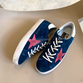 Golden Goose Calf Leather Casual Shoes For Men And Women Dark Blue