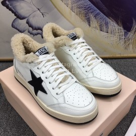 Golden Goose Winter Calf Lamb Wool Casual Shoes For Women Black