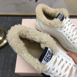 Golden Goose Winter Calf Lamb Wool Casual Shoes For Women Black