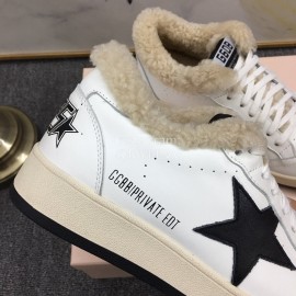 Golden Goose Winter Calf Lamb Wool Casual Shoes For Women Black