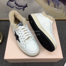 Golden Goose Winter Calf Lamb Wool Casual Shoes For Women Black