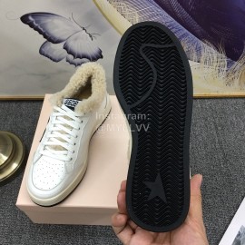 Golden Goose Winter Calf Lamb Wool Casual Shoes For Women Black