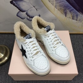 Golden Goose Winter Calf Lamb Wool Casual Shoes For Women Black