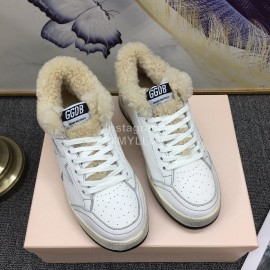 Golden Goose Winter Calf Lamb Wool Casual Shoes For Women White