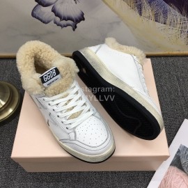 Golden Goose Winter Calf Lamb Wool Casual Shoes For Women White