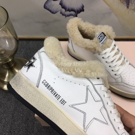 Golden Goose Winter Calf Lamb Wool Casual Shoes For Women White