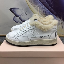 Golden Goose Winter Calf Lamb Wool Casual Shoes For Women White