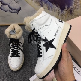 Golden Goose Winter Calf Lamb Wool High Top Casual Shoes For Women Black